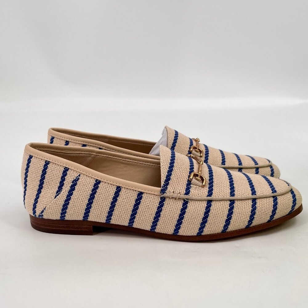 Sam Edelman Loraine Loafer Cobalt Stripe Size 8.5 Fabric Bit Almond Toe Flat - Picture 5 of 13